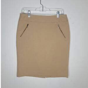 Ann Taylor Loft tan pencil skirt with front pockets - 6